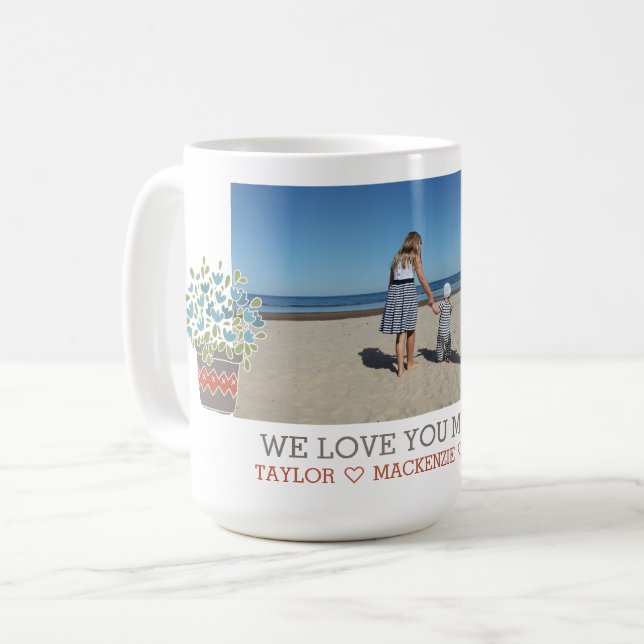 Caneca De Café Flor Personalizado Adicione seu próprio texto e fo (Frente Esquerda)