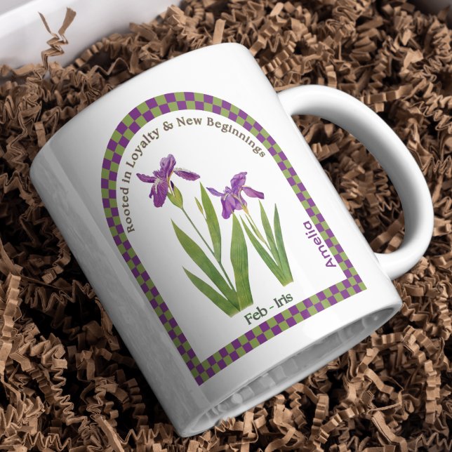 Caneca De Café Flor Personalizado do Mês de Nascimento de Feverei (Criador carregado)
