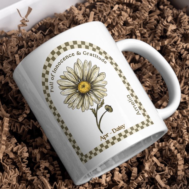 Caneca De Café Flor Personalizado do Mês de Nascimento do Abril (Criador carregado)