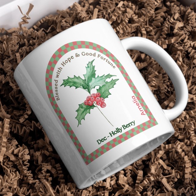 Caneca De Café Flor Personalizado do Mês de Nascimento do Dezembr (Criador carregado)