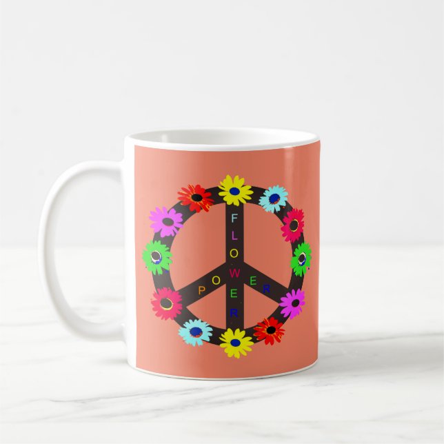 Caneca De Café Flor Power and Peace Symbol Design (Esquerda)