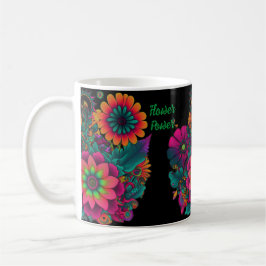 Caneca De Café Flor Power Hippie Boho Personalizado