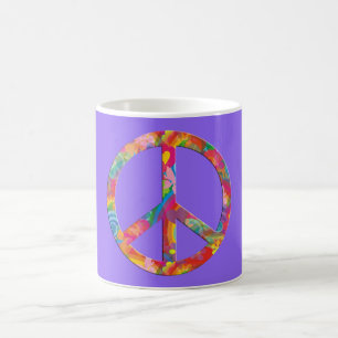 Caneca De Café Flor Power Peace lila