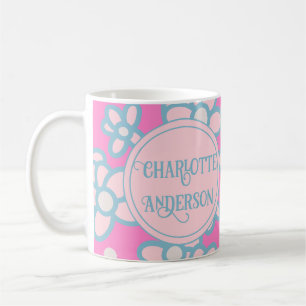 Caneca De Café Flor Retro Rosa Personalizado