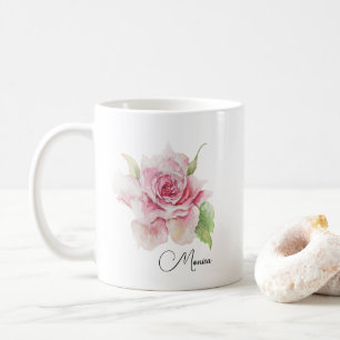 Caneca De Café Flor Romântica Rosa Suave