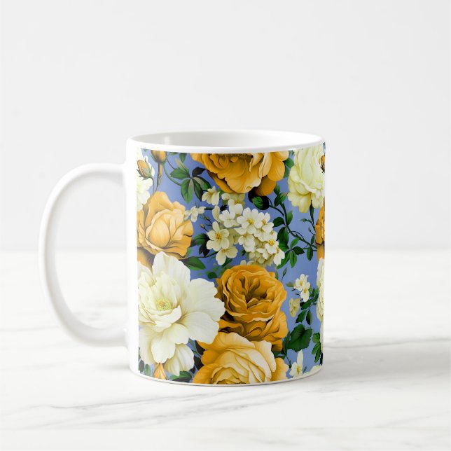 Caneca De Café Flor Rosa Amarelo Grande (Esquerda)