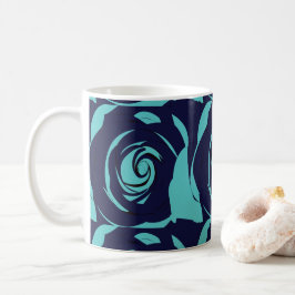 Caneca De Café Flor Rosa azul Marinho azul