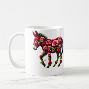Caneca De Café Flor Rosa Burro Jardinagem Floral