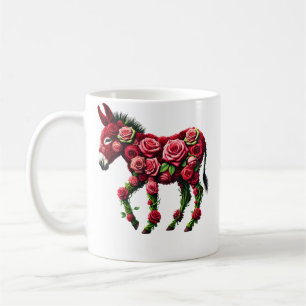 Caneca De Café Flor Rosa Burro Jardinagem Floral