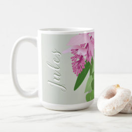 Caneca De Café Flor rosa Tropical Medinilla Rosa em Nome Verde