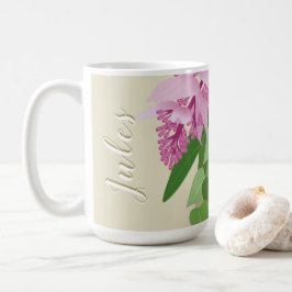 Caneca De Café Flor rosa Tropical Medinilla Rosa no Amarelo Adici