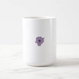 Caneca De Café Flor roxa com bolinhas e preto