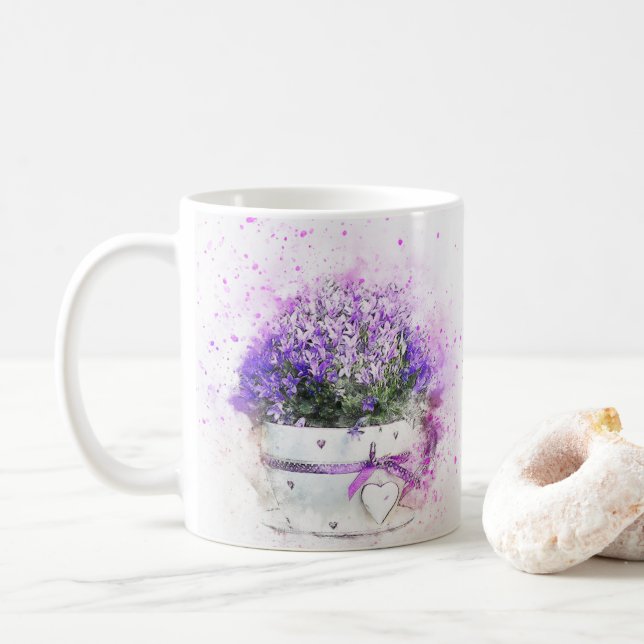 Caneca De Café Flor Roxo (Com Donut)
