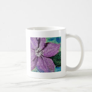 Caneca De Café Flor Roxo Mistura Mídia Arte Digital
