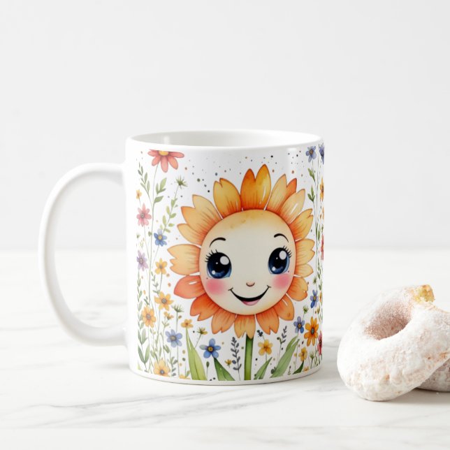 Caneca De Café Flor selvagem (Com Donut)