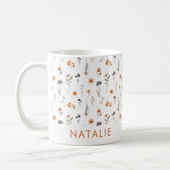 Caneca De Café Flor Selvagem Personalizada (Esquerda)