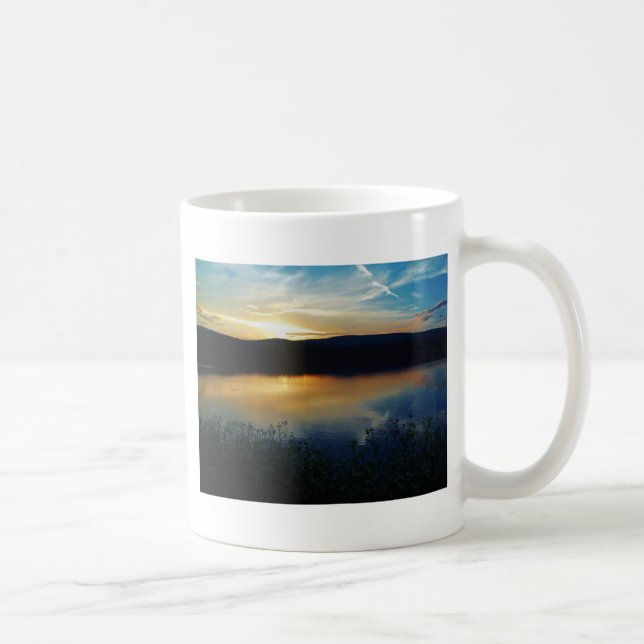 Caneca De Café Flor selvagem, pôr de sol azul (Direita)