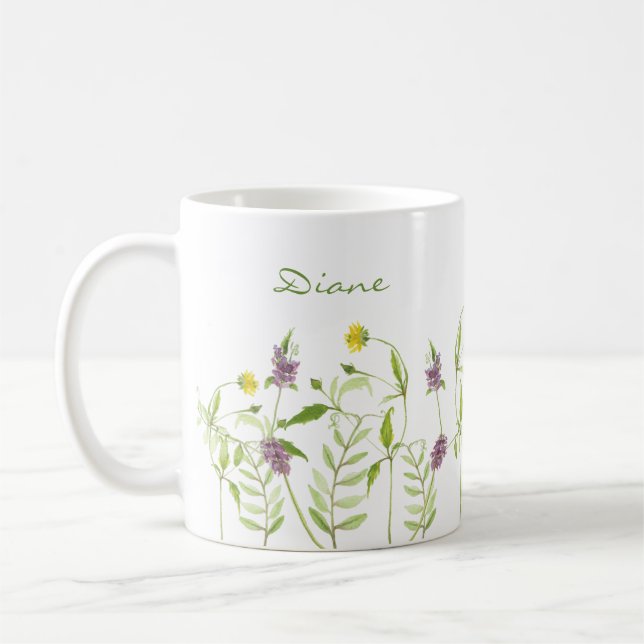 Caneca De Café Flor silvestre elegante personalizado (Esquerda)