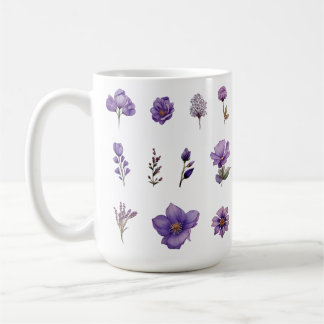 Caneca De Café Flor silvestre em aquarela roxa