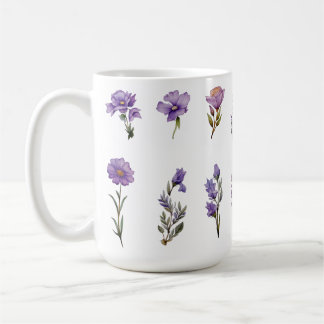 Caneca De Café Flor silvestre em aquarela roxa