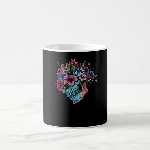 Caneca De Café Flor Skull