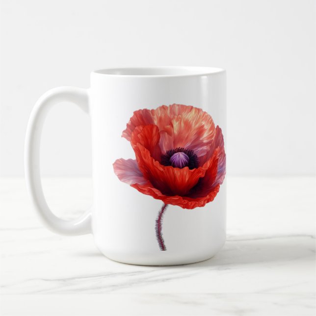 Caneca De Café Flor solteiro Vermelho (Esquerda)