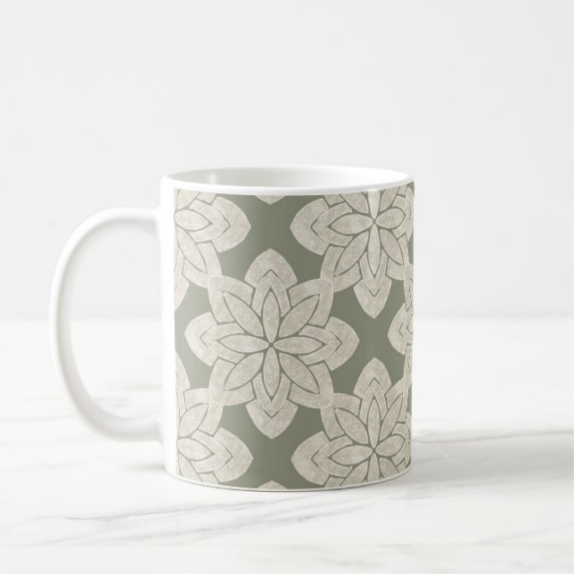 Caneca De Café Flor Verde de Sage Intriciante (Esquerda)