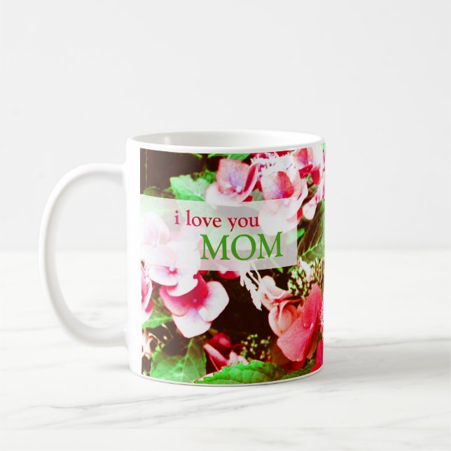 Caneca De Café Flor vermelha do Hydrangea para o dia das mães (Esquerda)