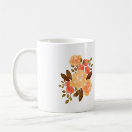 Caneca De Café Flor Vermelho Laranja Vintage Floral