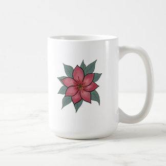 Caneca De Café Flor Vermelho Minimalista
