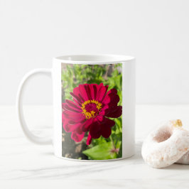 Caneca De Café Flor Vermelho Profundo Zinnia