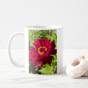 Caneca De Café Flor Vermelho Profundo Zinnia