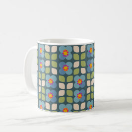 Caneca De Café FLORA BLUSH - Floral Blue e Green Mug