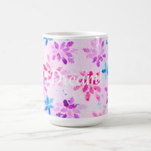 Caneca De Café Flora de Mosaico Inspirador "Sonhe!"   Artístico