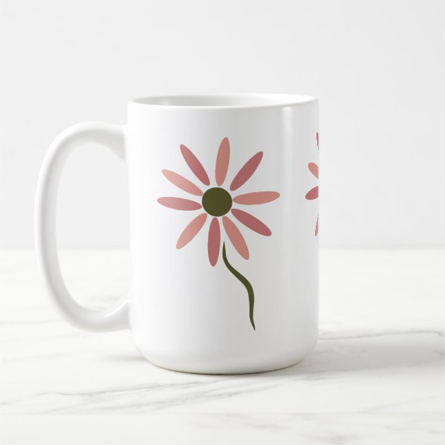 Caneca De Café Flora Funky - desenho de flor abstrata estilizada (Esquerda)