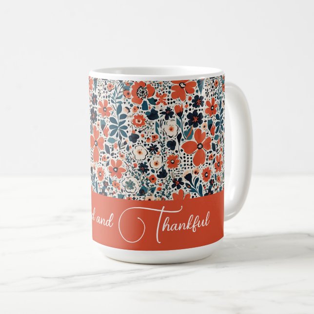 Caneca De Café Florais Autóctones Bonitos Retro Abençoados E Agra (Frente Esquerda)
