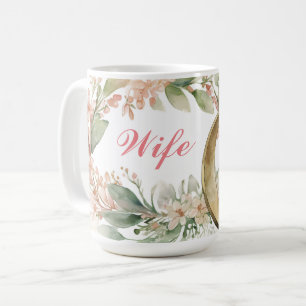 Caneca De Café Florais Bonitos Com Anel De Casamento Para A Mulhe