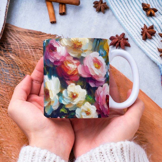 Caneca De Café Florais brilhantes e vibrantes dourados (Criador carregado)