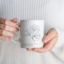Caneca De Café Florais Minimalista | Citação Inspiradora e Sincer