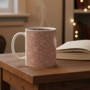 Caneca De Café Florais Rosa Poeirento Vintage Elegantes Romântica