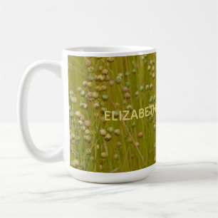 Caneca De Café Florais verdes multicoloridos personalizados