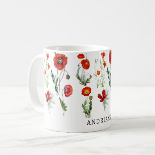 Caneca De Café Florais vermelhos