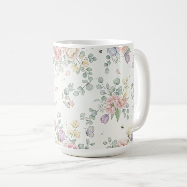 Caneca De Café floral (Frente Esquerda)