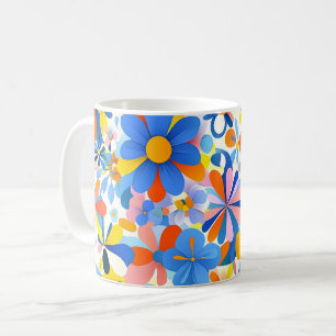 Caneca De Café Floral 3D com Flores Botânicas Coloridas, Presente