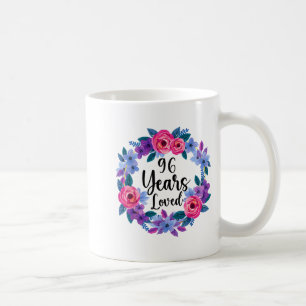 Caneca De Café Floral 96 anos 96º aniversário mulheres engraçado 
