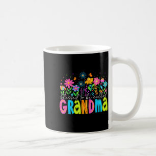 Caneca De Café Floral Abençoado por Ser Chamado de Vovó Feliz Dia