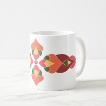 Caneca de Café Floral Abstrato Folclore Quente