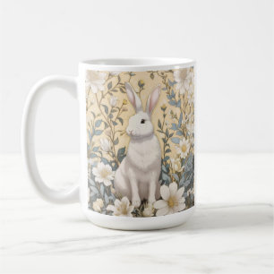 Caneca De Café Floral Amarelo Coelho Branco-Bonito Pastel