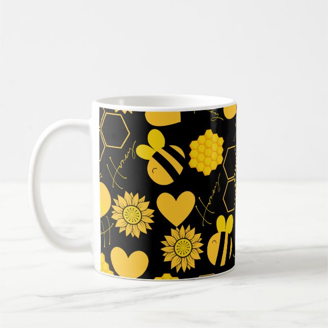 Caneca De Café floral amarelo-sol das abelha-de-mel (Esquerda)