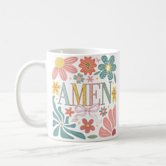 Caneca De Café Floral Amen Art (Esquerda)